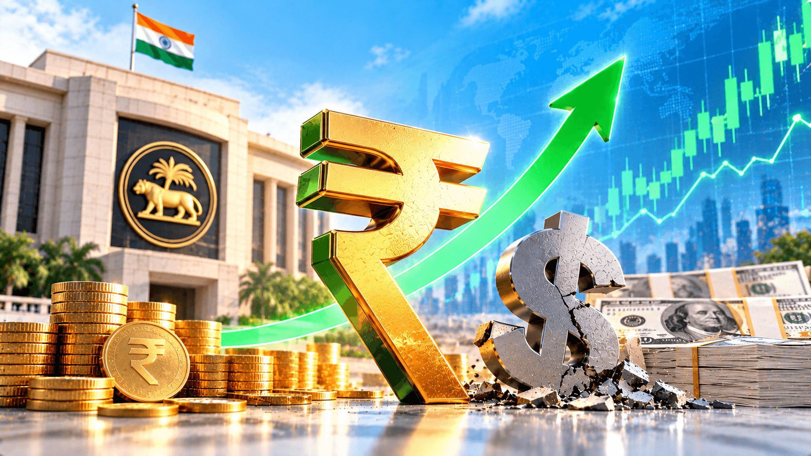Rupee up
